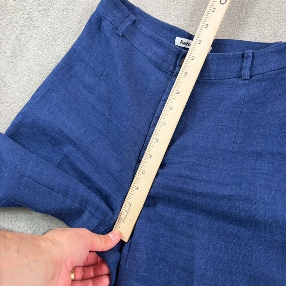 Reformation‎ Wide Leg 100% Linen Pants Blue Women 0 Resortwear Vacation Luxury
